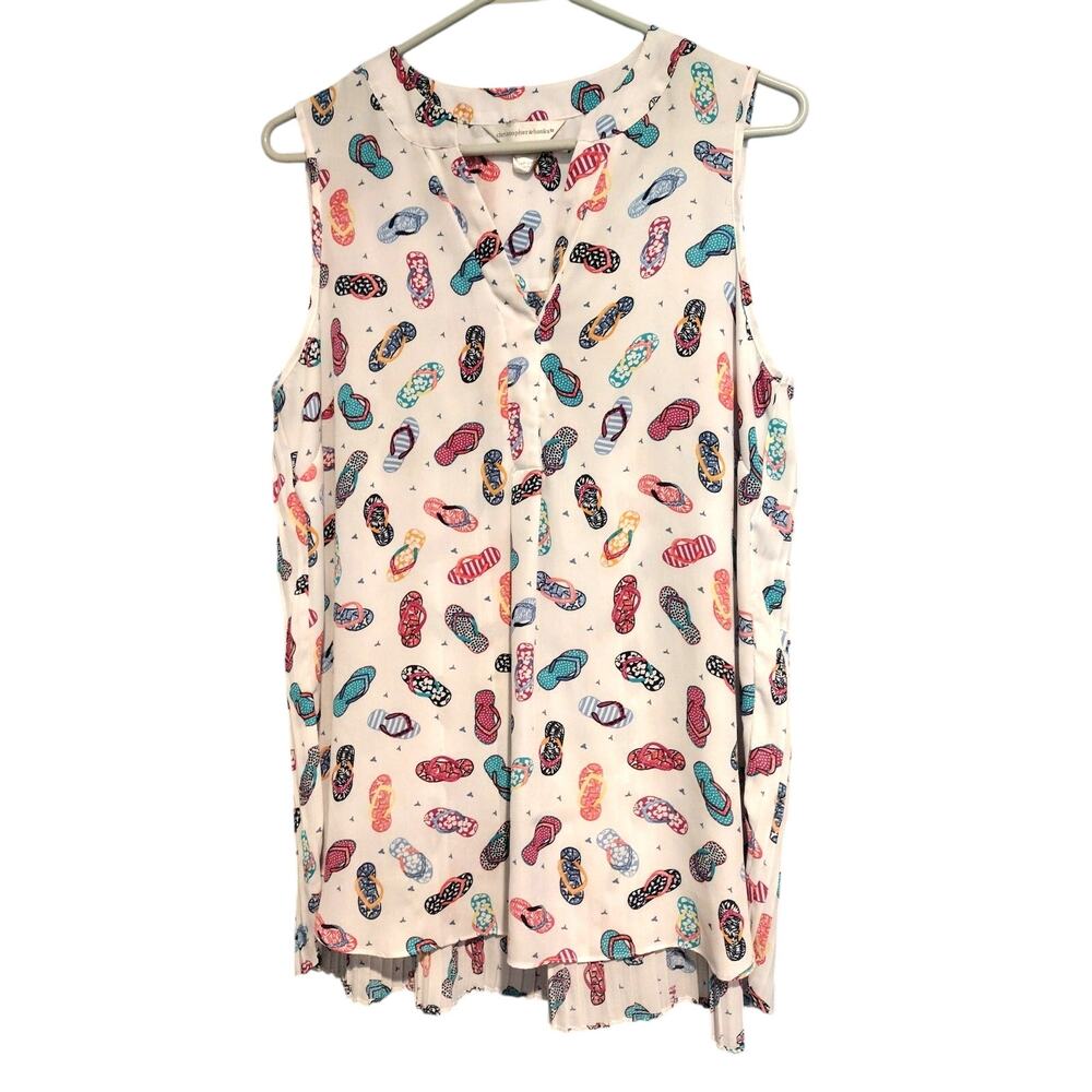 Christopher & Banks Medium sleeveless top Beach Resortwear Summer Coastal Flowy